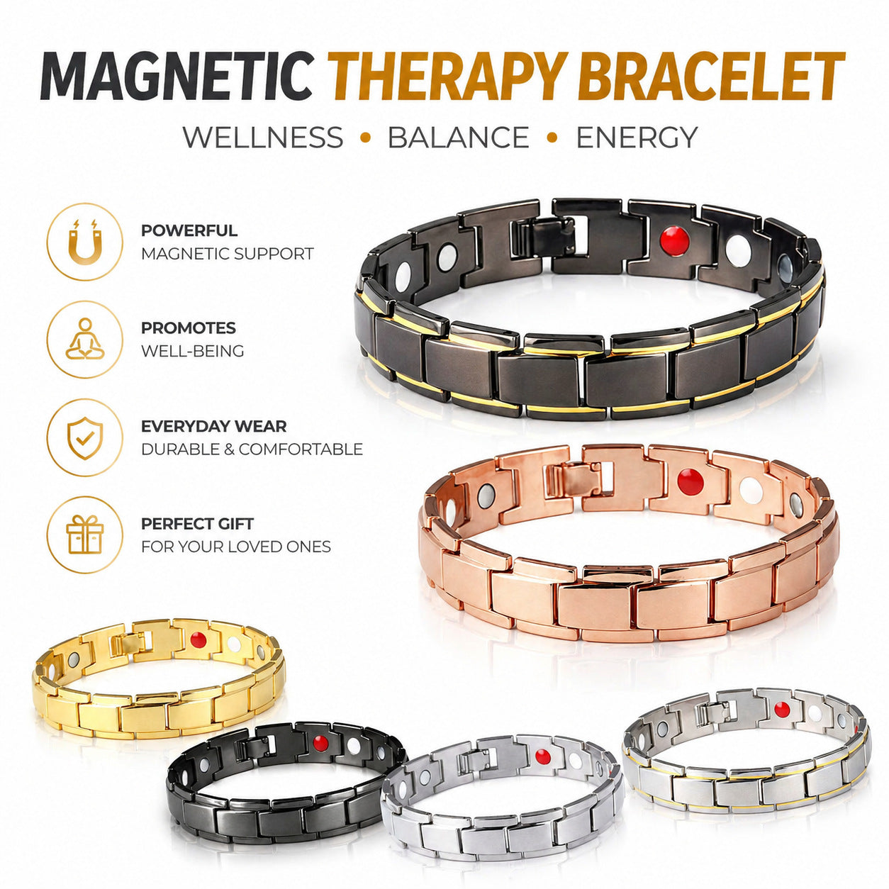 Women's & Men's Detachable Magnet Metal Couple Bracelets