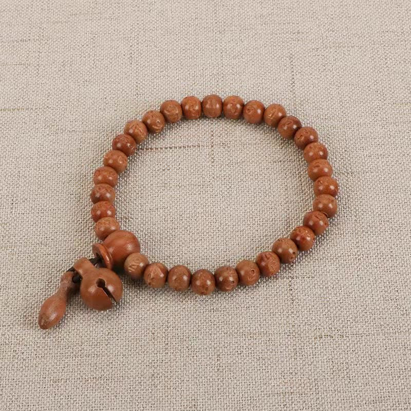 Peach Wood Mantra Buddha Beads Proverbs Bracelet
