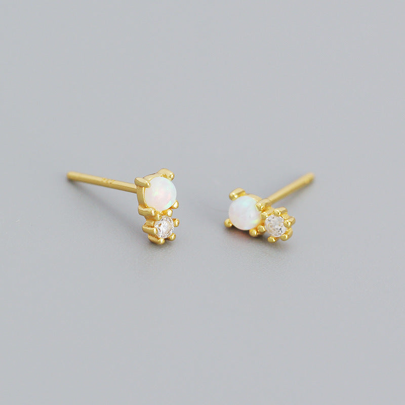 Women's Minimalist Opal Sier Geometric Diamond Synthetic Earrings