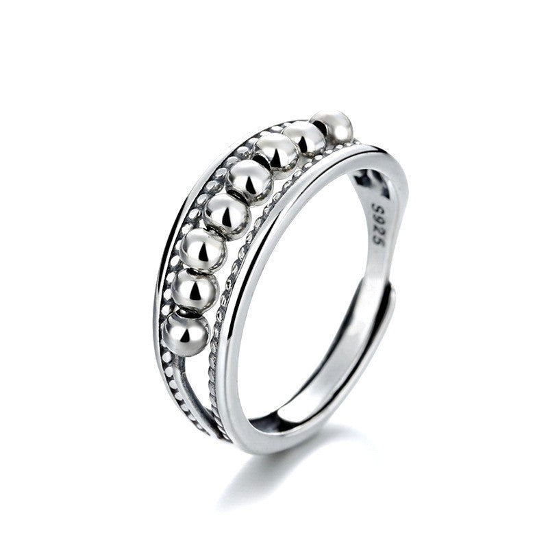 Women's Sier Anxiety Three-ring Smart Index Finger Rotating Ring