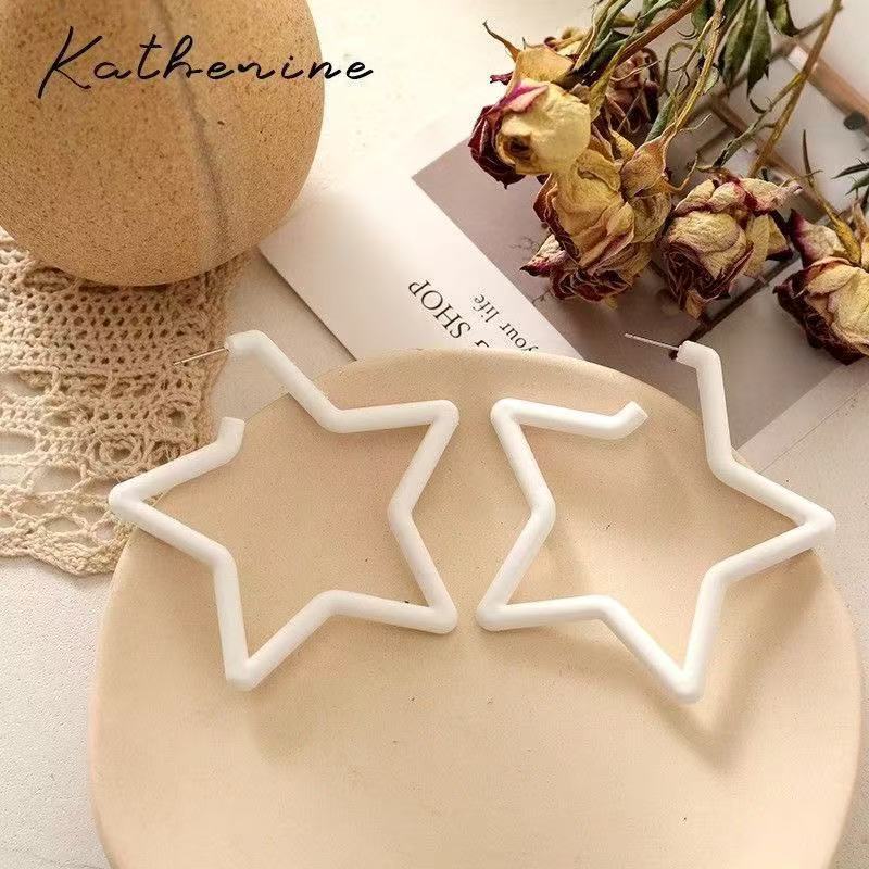 Big Five-pointed Star Western Style Colorful Unique Stud Earrings