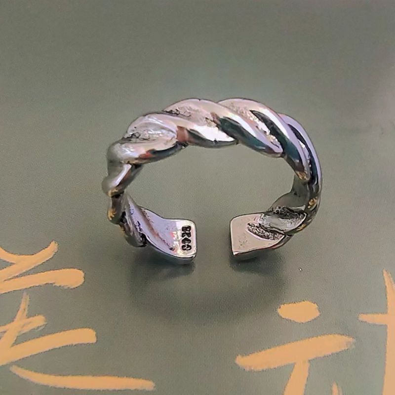Women's & Men's Punk Heavy Wide Face Abstract Art Open Distressed Street Tide Ring