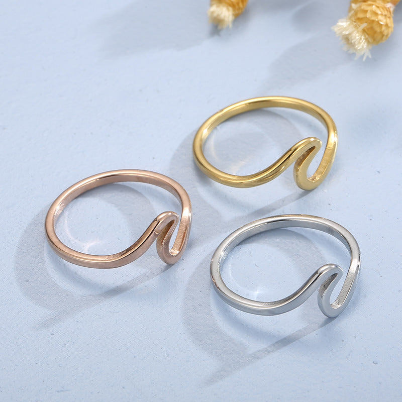 Wave Simple Female Fashion Geometric Shape Rings