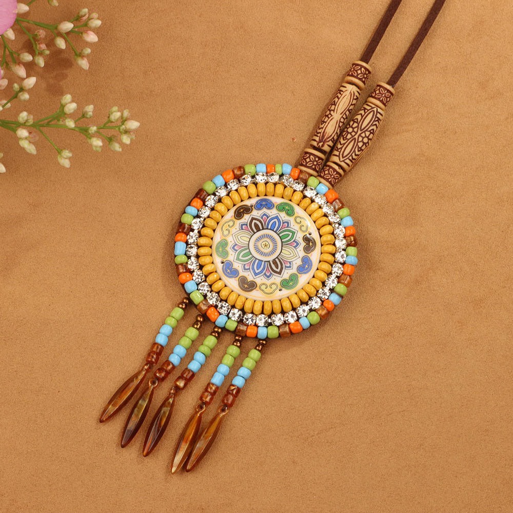 Ethnic Style Nepal Leather Exotic Design Handmade Necklace