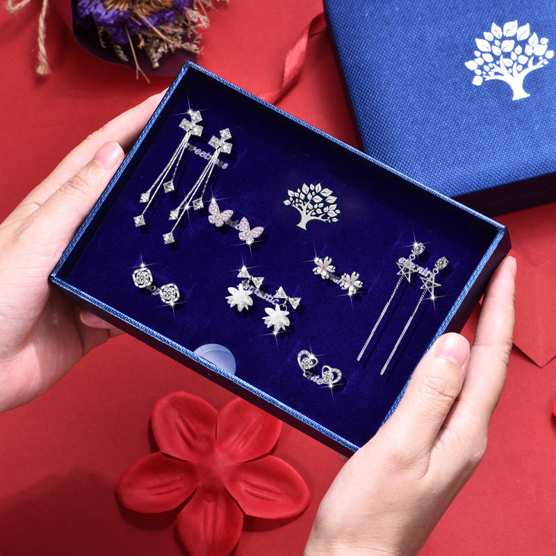 Sier Needle Week High-grade Light Luxury Bow For Birthdays Valentine's Earrings