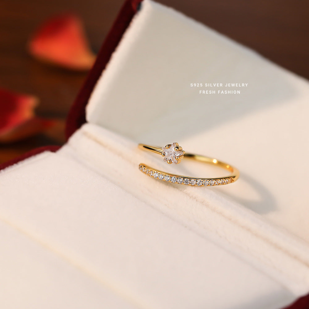 Women's Sterling Sier Pentagram Light Luxury Personalized Rings