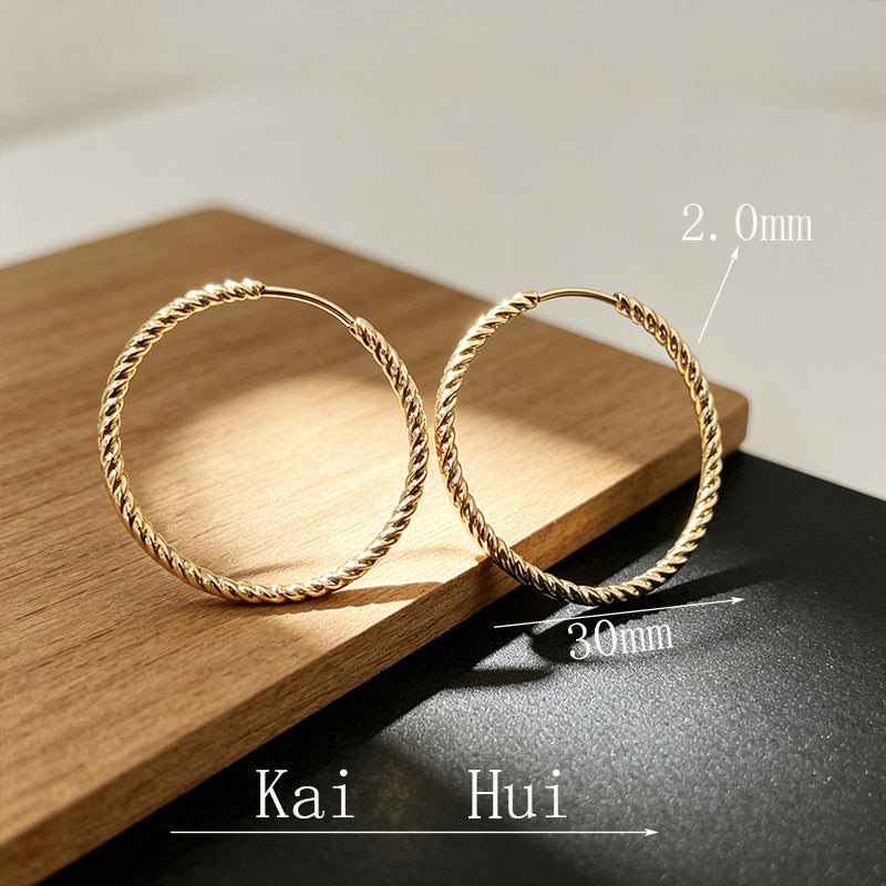 Steel Light Luxury Female Meteor Shower Twill Circle Large Hoop Earrings