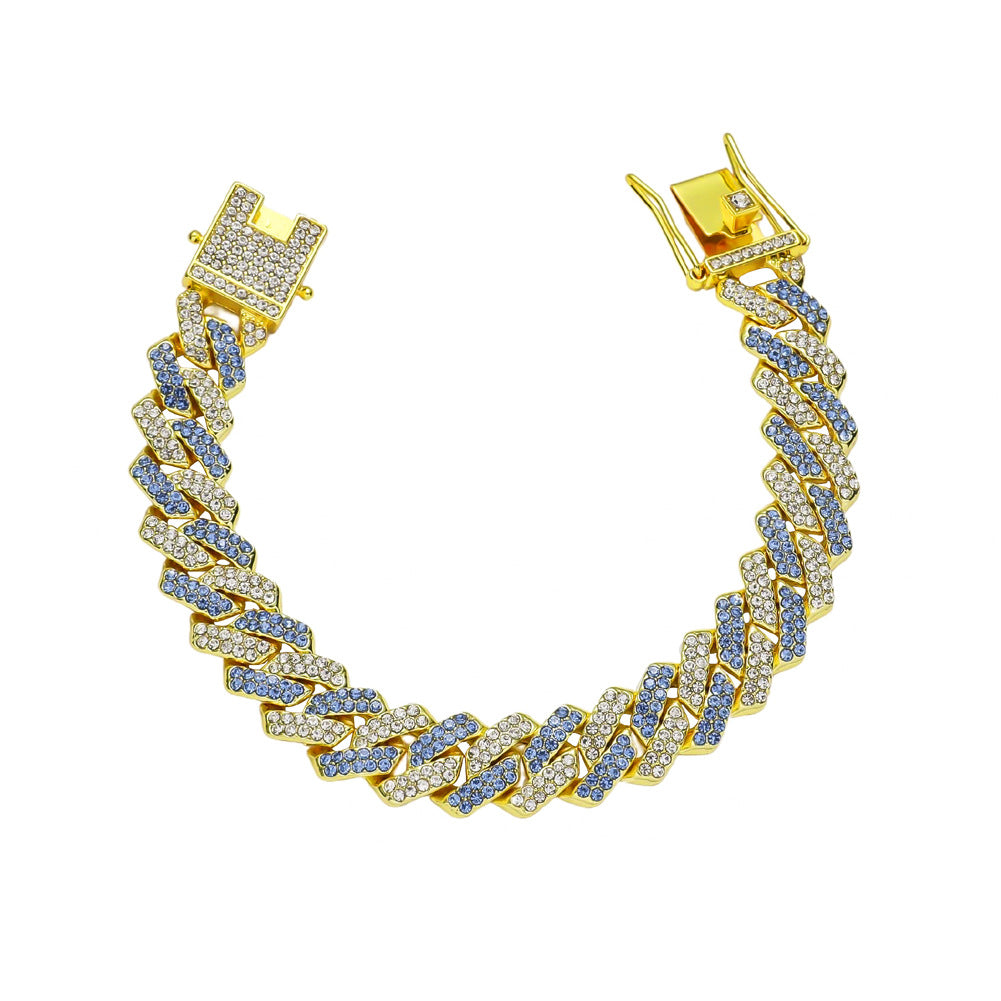 Women's & Men's Hop Style Cuban Link Chain Full Diamond Double Bracelet