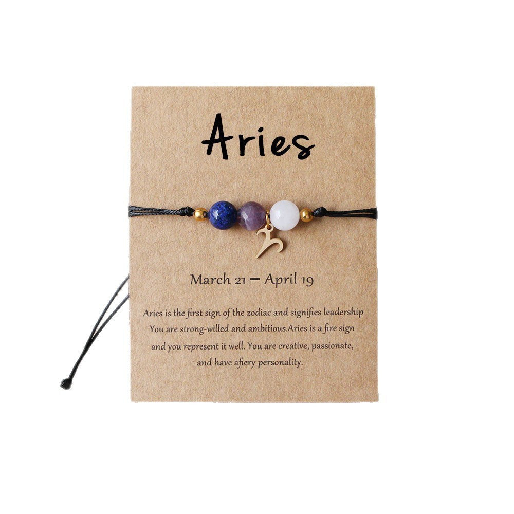 Planets Twee Constellations Natural Stone Blue Black Bracelet