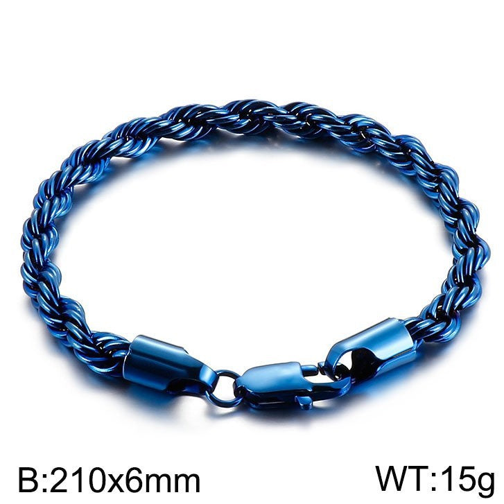 Steel Ornament Spiral Hemp Rope Hip Hop Bracelets