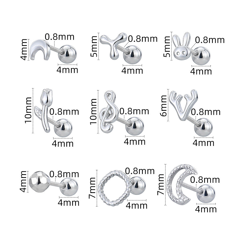 Stainless Steel Ear Bone Nail Mini Piercing Screw Rings