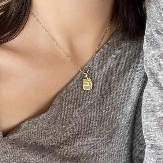 No Fading Chain Heart-shaped Double-sided Square Necklaces
