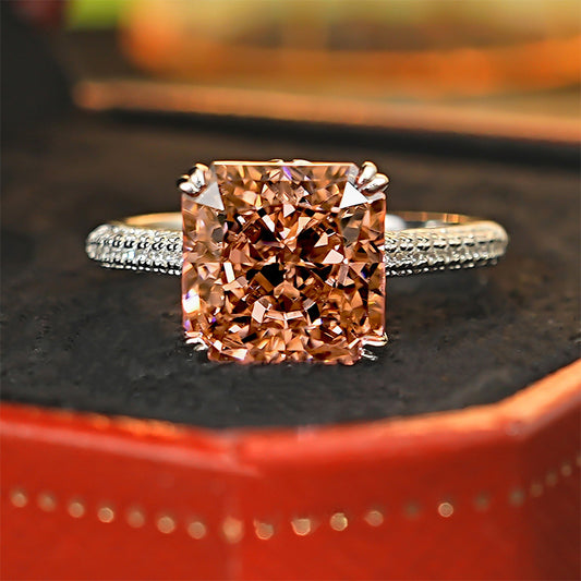 Karat Comparable To Ice Flower Cut Morgan Princess Square Ring
