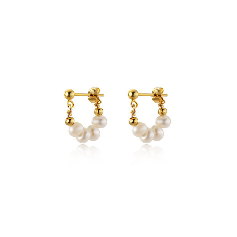 Short Summer Pearl Retro Style Temperament Earrings