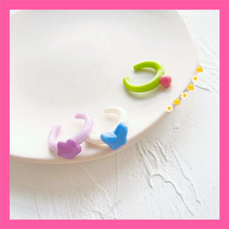 Cute Heart Resin Small Butterfly Open Adjustable Index Finger Ring