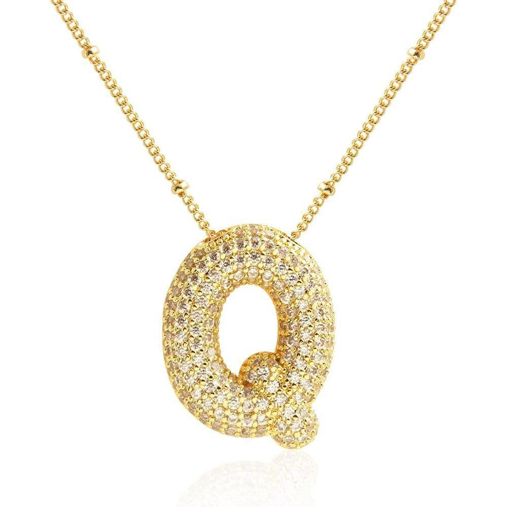 Women's Inlaid Zircon Full Diamond Bubble Letter Pendants