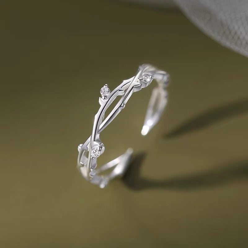 Sier Star Moon Design Simple Opening Ring