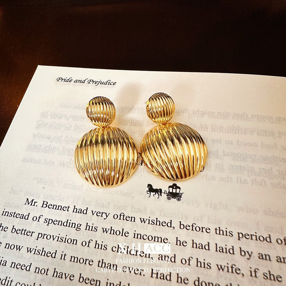 Fashionable Metal Texture Light Luxury Simple Earrings