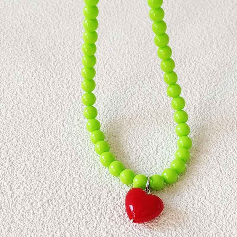 Women's Red Heart Beaded For Niche Design Necklaces