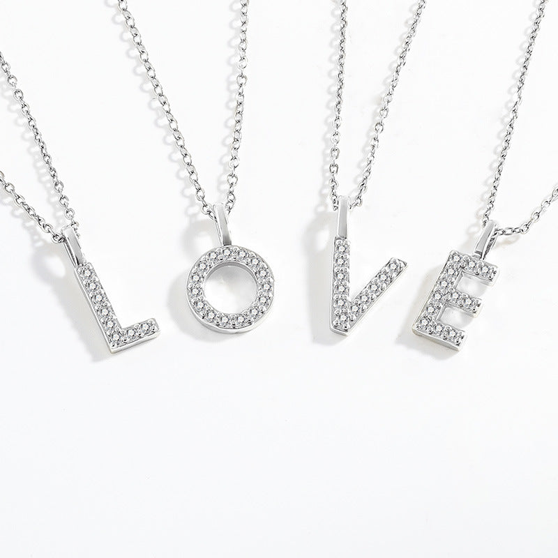 Diamond Inlaid Zircon English Letter Female Pendants
