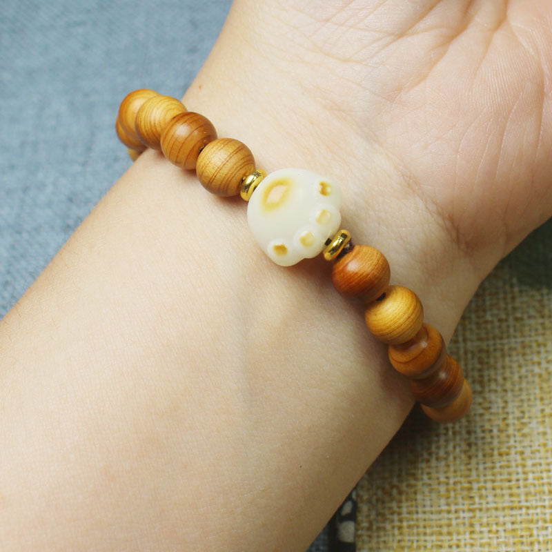 Women's & Men's Cypress Aged Charcoal Cat Paw Style Mori Bracelet