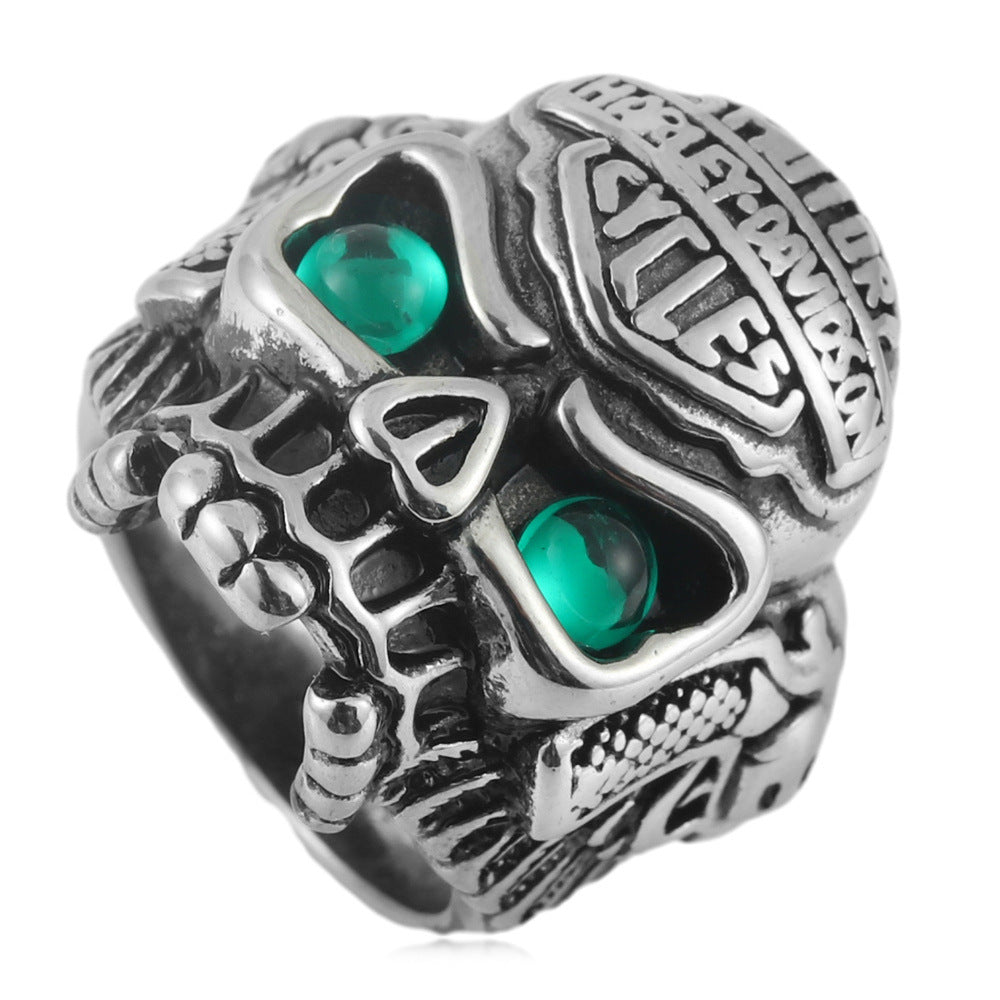 Men's Titanium Steel Skull Trendy Personality Punk Vintage Stainless Ring