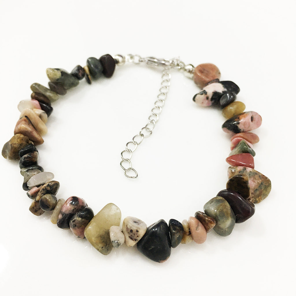 Agate Gravel Irregular Stone Pink Amethyst Bracelets