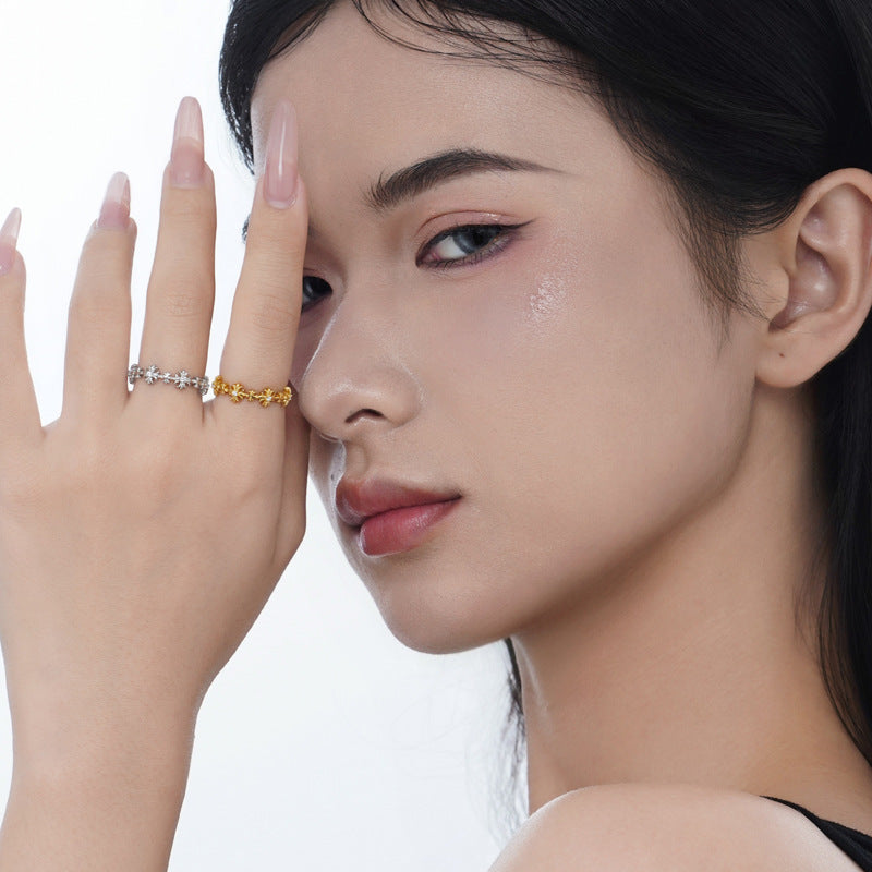 Korean Style Simple Compact Sterling Sier Starry Cold Wind Niche Rings