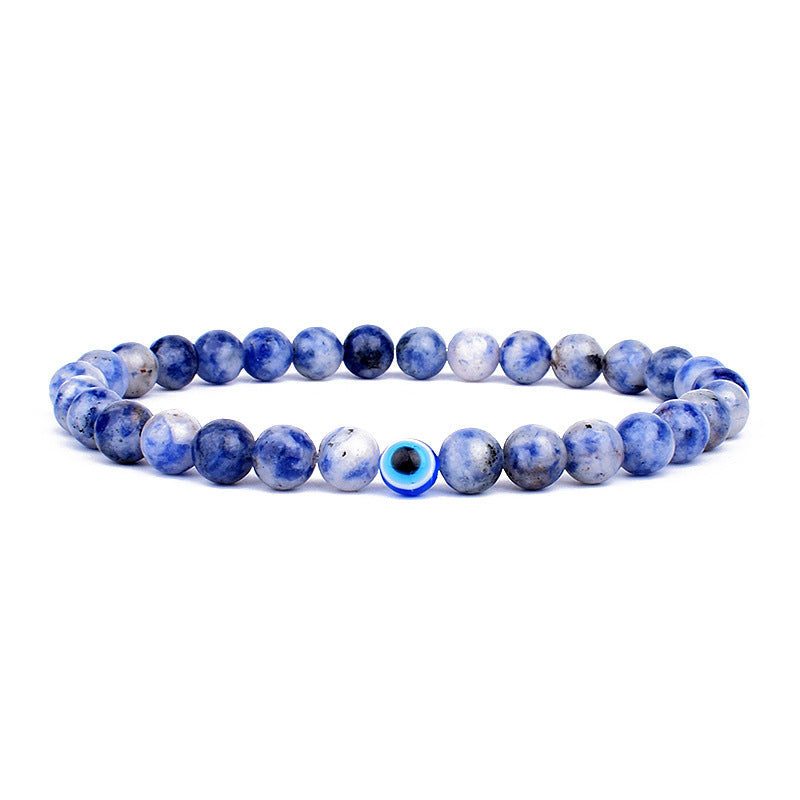 Natural Stone Brace Lace Resin Devil's Eye Beaded Elastic String Bracelet