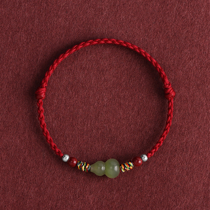 Women's & Men's Imitation Natural Jade Gourd Red Rope Original Bracelet