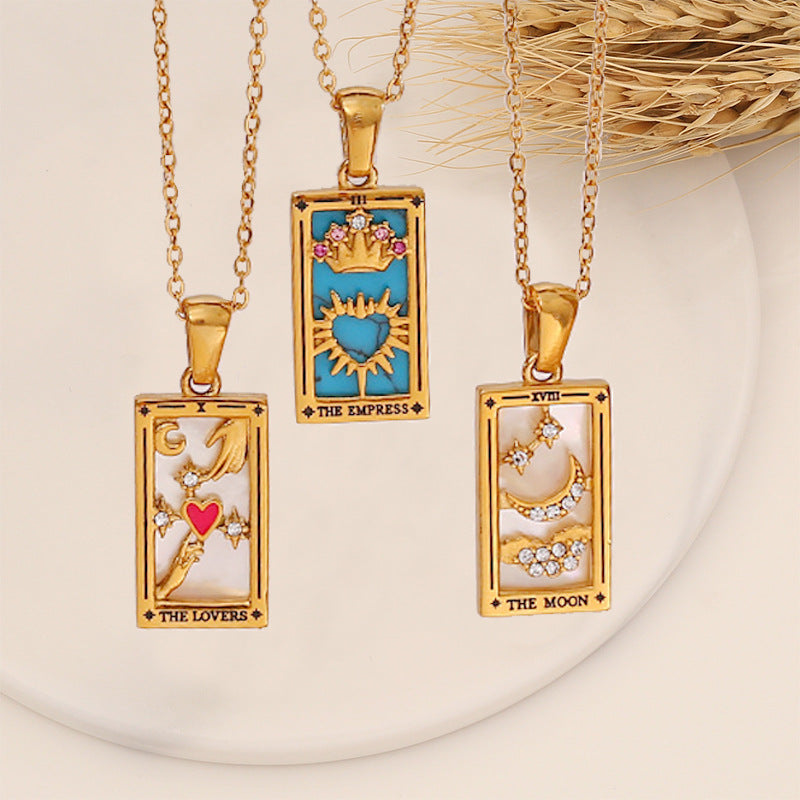 Real Gold Vintage Tarot With Diamond Dripping Necklace