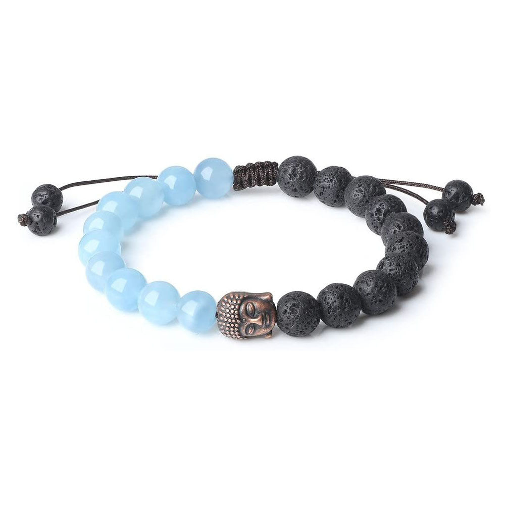 Men's Frosted Tiger Eye Woven Handmade Adjustable Volcano Buddha Bracelet