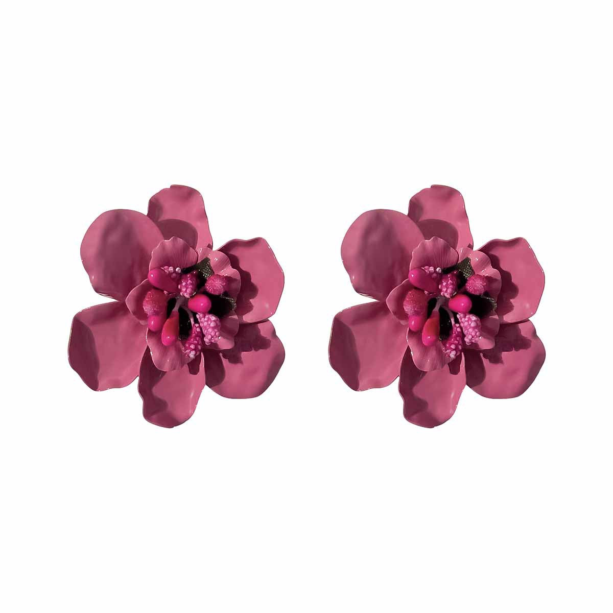 Women's Vacation Style Enamel Color Flower Pearl Light Luxury High-grade Earrings