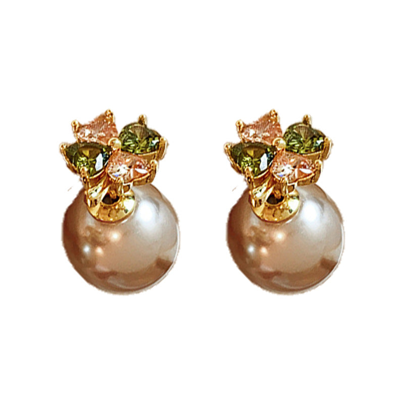 Women's Cold Style Colorful Crystals Pearl Small Rings
