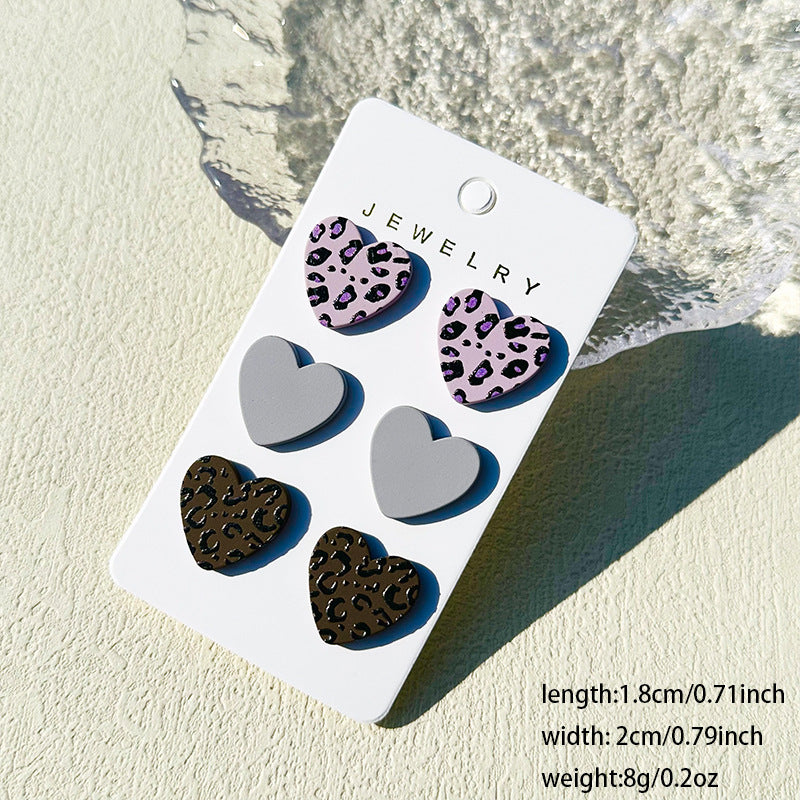 Women's Valentine's Day Denim Love Paint Printing Clay Quality Earrings