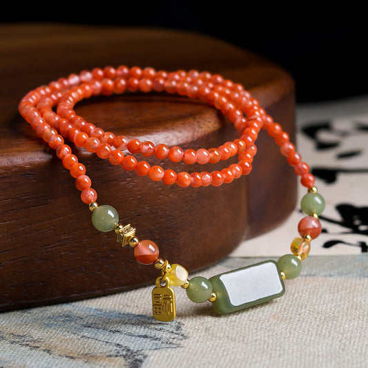 Southern Red Agate Chinese Style Crafts Jade Lucky Bracelet