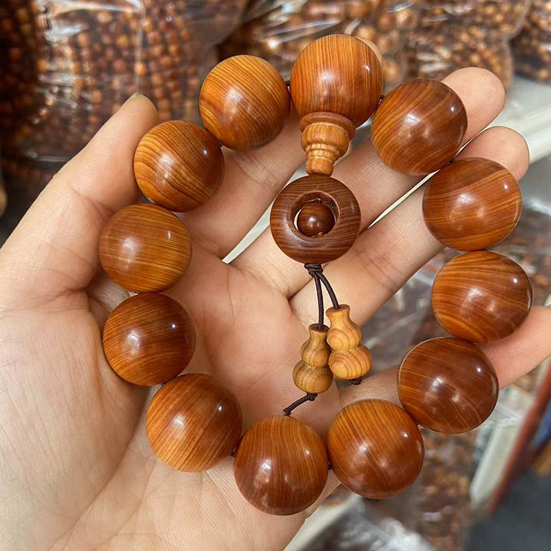 Black Oil High Density Wooden Prayer Beads Gentiana Pattern Bracelet