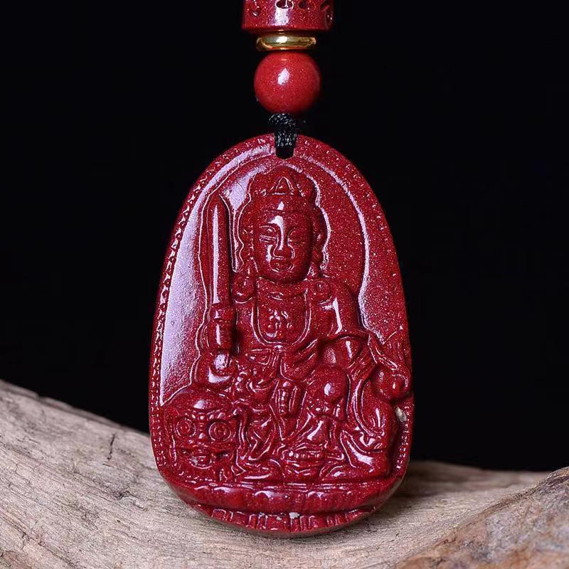 Women's & Men's Natural Cinnabar Buddha Void Tibetan Bodhisattva Pendants