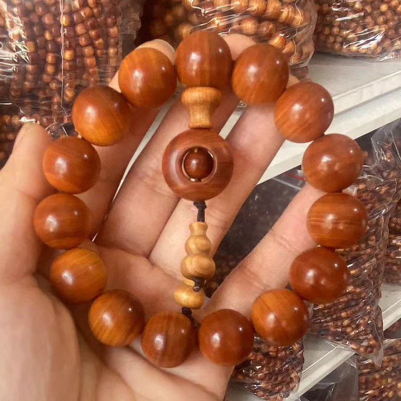 Black Oil High Density Wooden Prayer Beads Gentiana Pattern Bracelet
