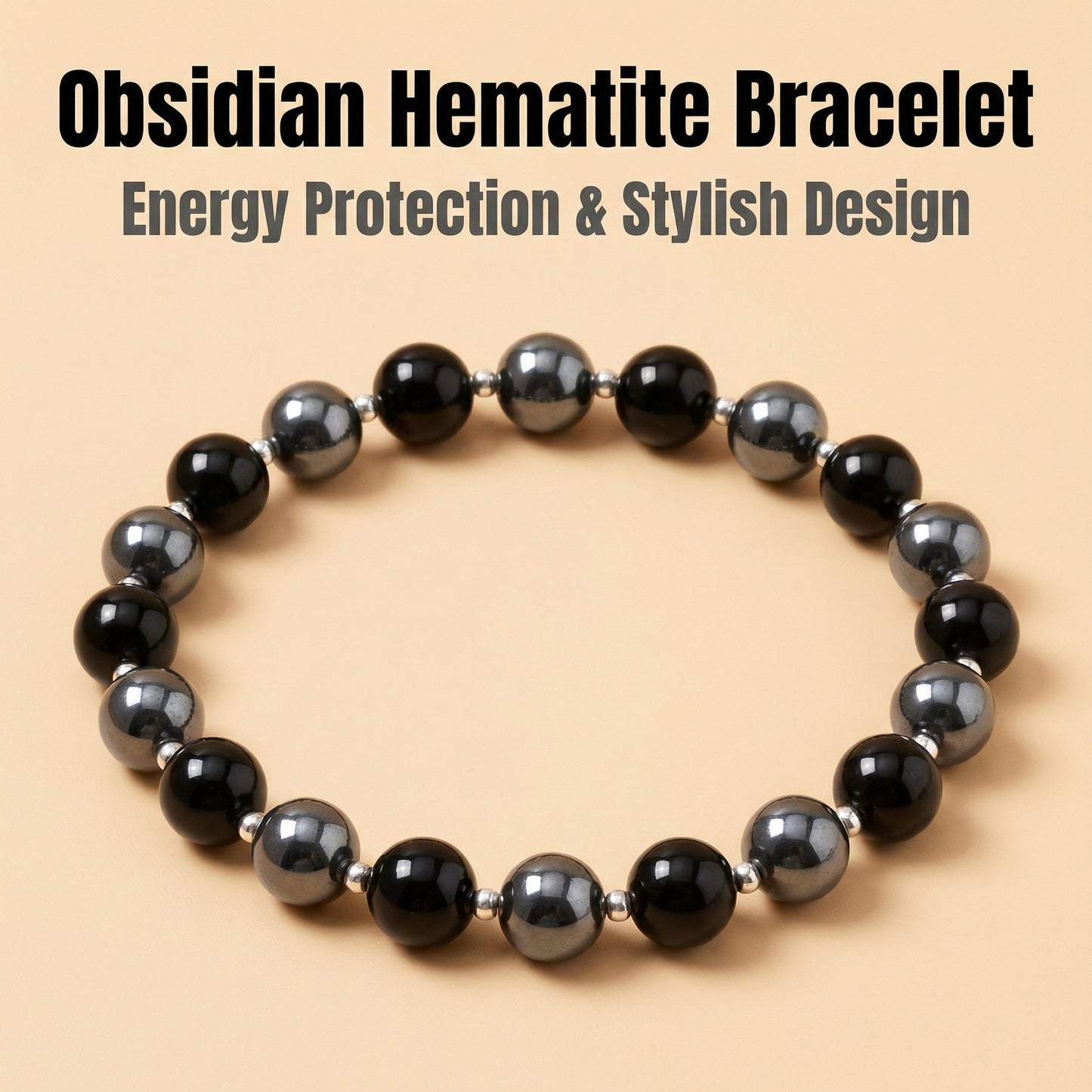 Women's & Men's Haematite Magnetic Therapy Simple Beaded Stretch Brazil Bracelets