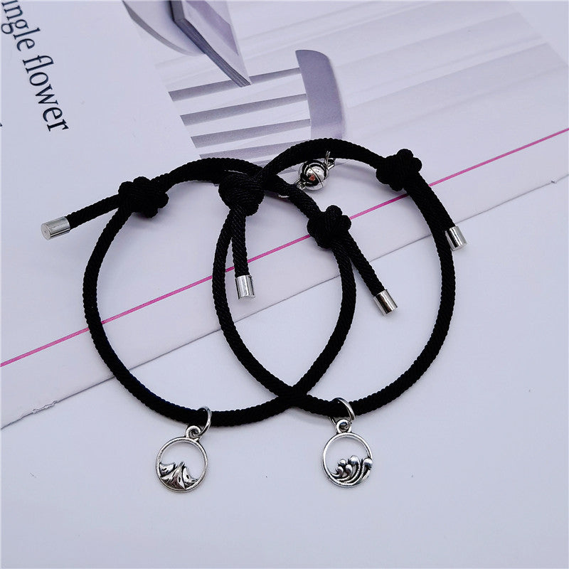 Women's & Men's Couple Magnet Attract True Pair And Woven Bracelets