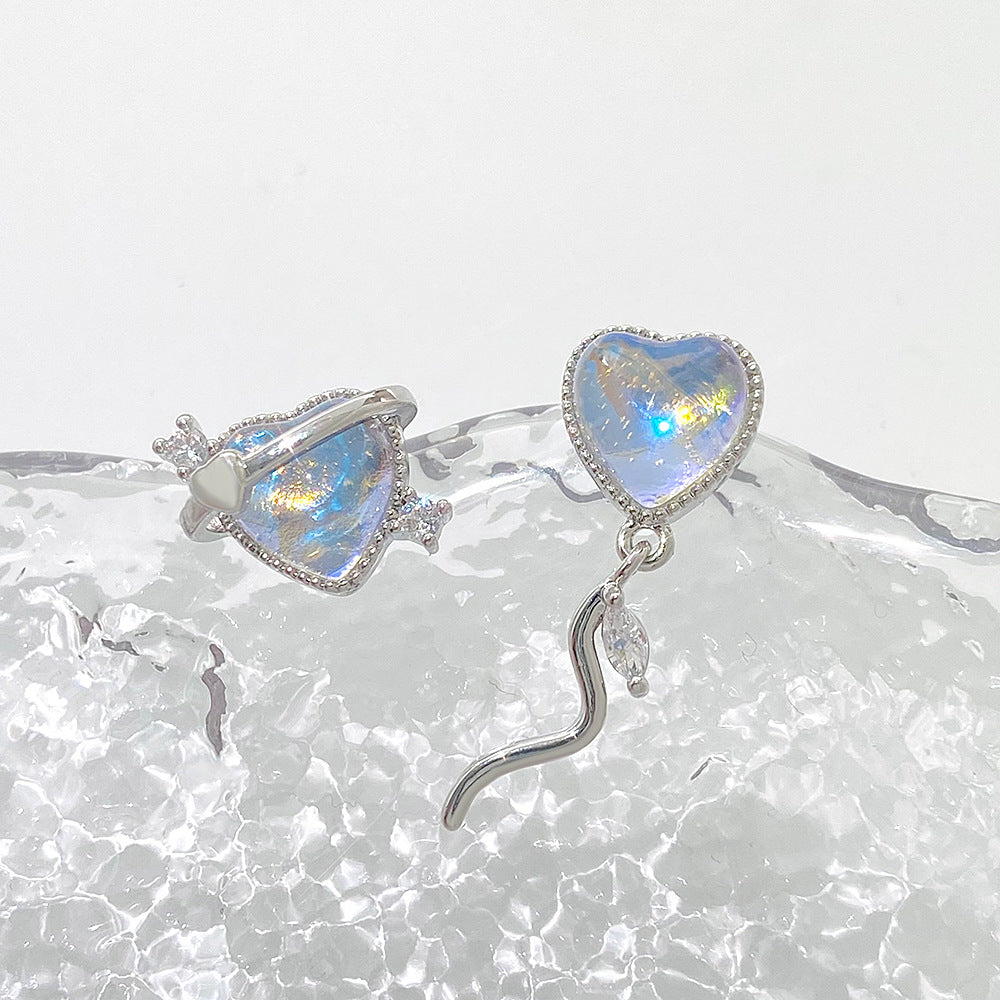 Women's Style Light Luxury Minority Asymmetric Colorful Love Stud Earrings