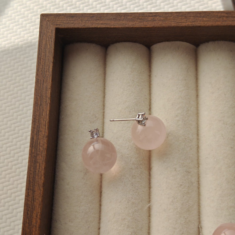 Amethyst Pink Crystal White Sier High Heels Daily Earrings