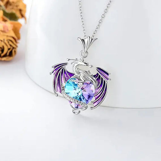 Women's Birthstones Colorful Heart-shaped Crystal Jewelry Necklaces