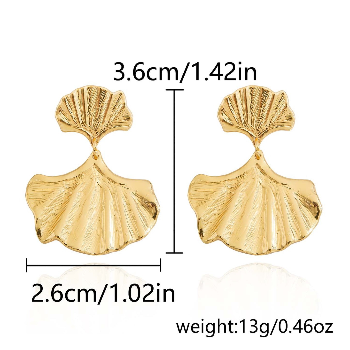 Women's Titanium Steel Gold-plated Ginkgo Leaf Fashionable Earrings