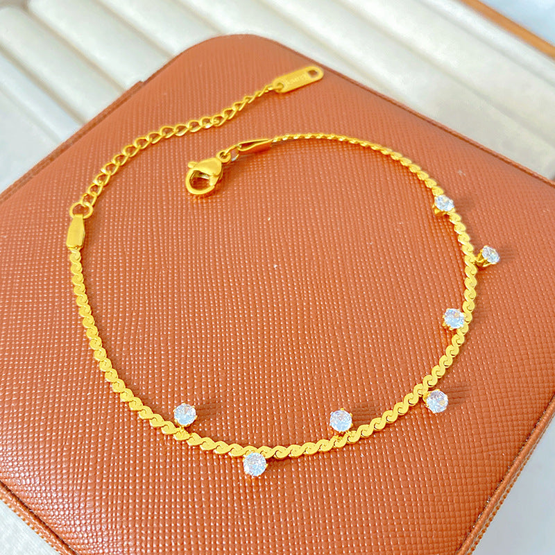 Light Luxury Micro Inlaid Zircon Woven Wire Mesh Fashion Temperament Bracelet