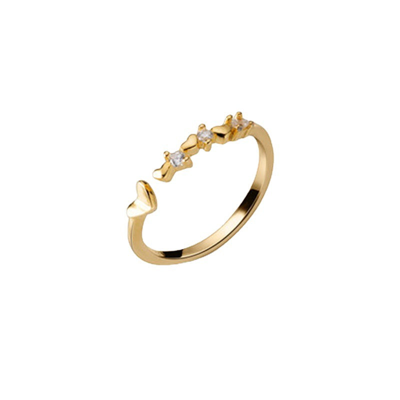 Fashion Sweet Love Female Temperament Micro Rhinestone Simple Light Luxury Ring