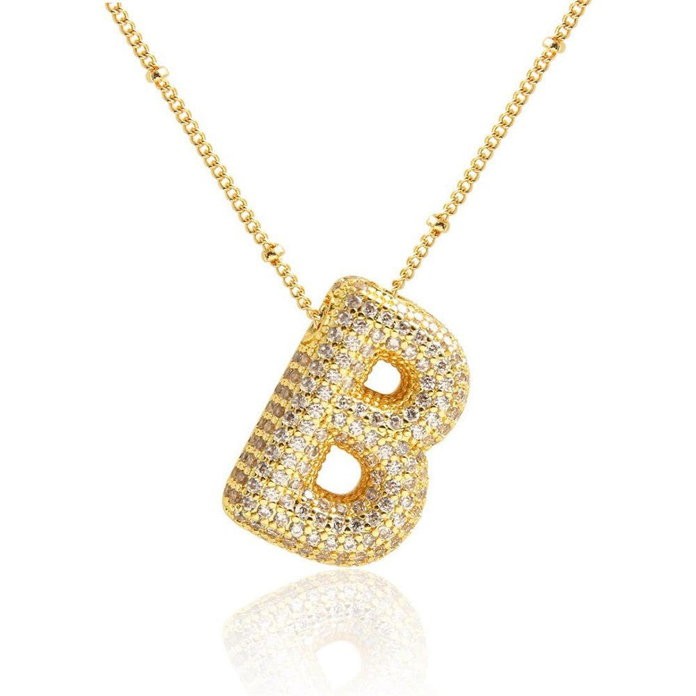 Women's Inlaid Zircon Full Diamond Bubble Letter Pendants