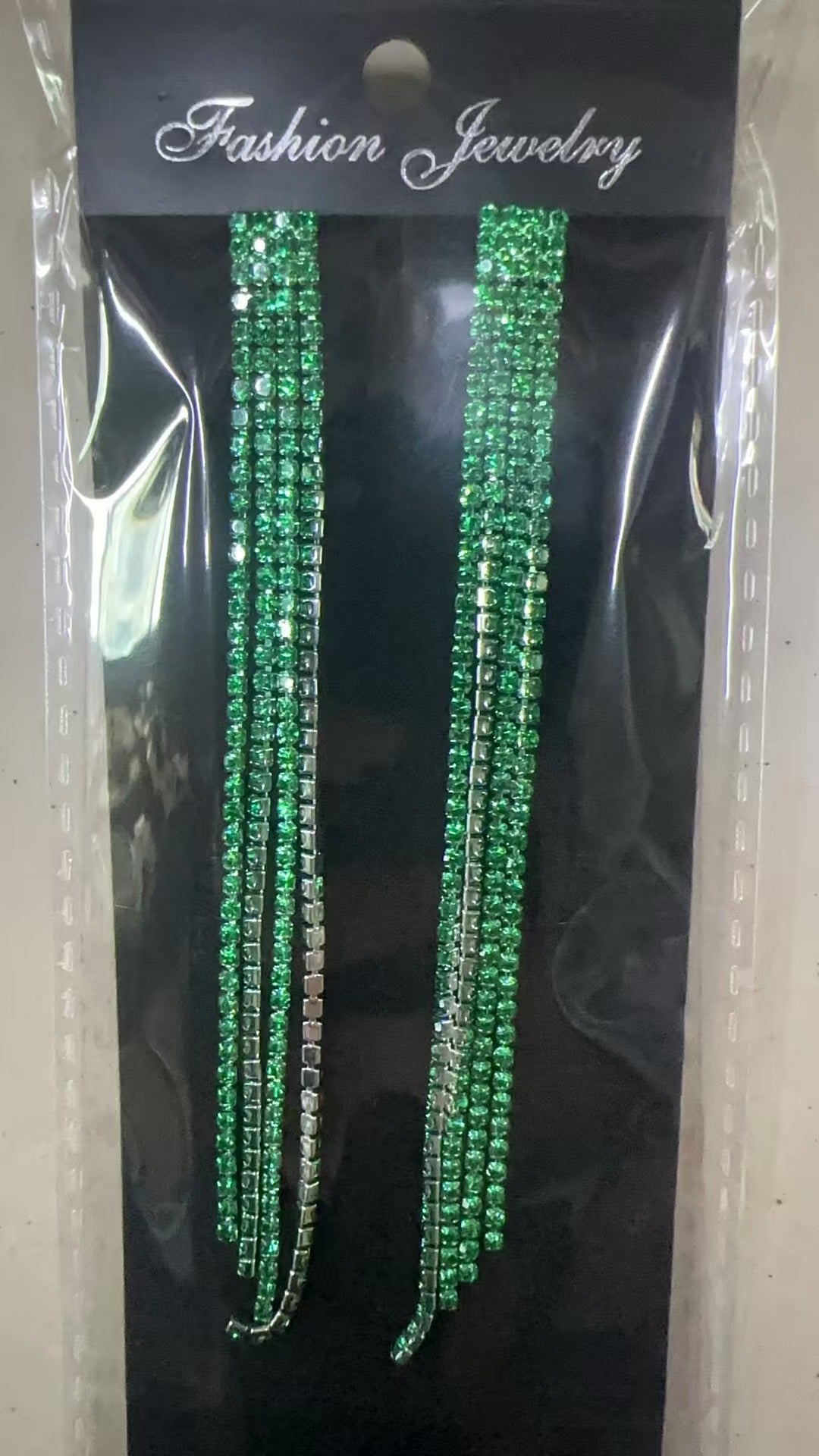 Sparkling Full Rhinestone Long Fringe Female Earrings