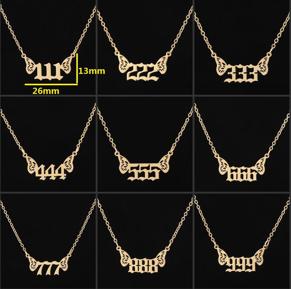 Stainless Steel Gold Plated Angel Digital Necklaces